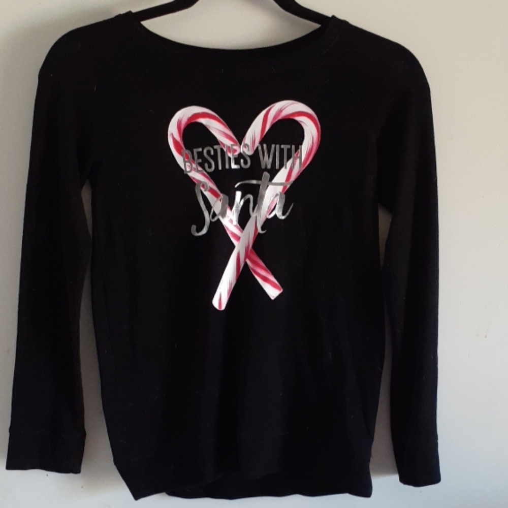 Girls long sleeve top Besties with Santa